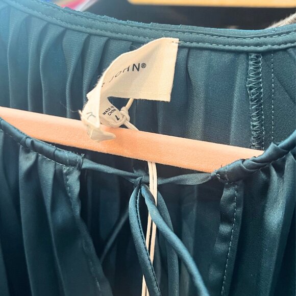 NWT Dear John Deep Teal Pleated Deletta Shirt Tie Front L XL - Picture 12 of 12